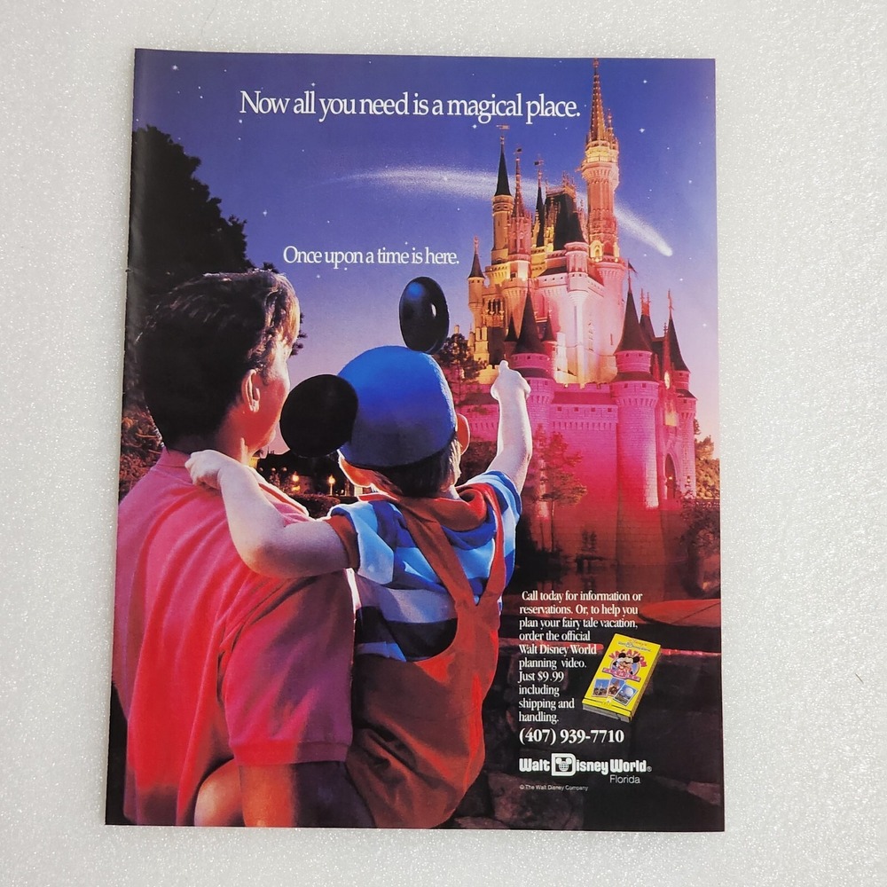 Vintage 1994 Walt Disney World Print Ad Father Son Castle Clipping 8x10 Original